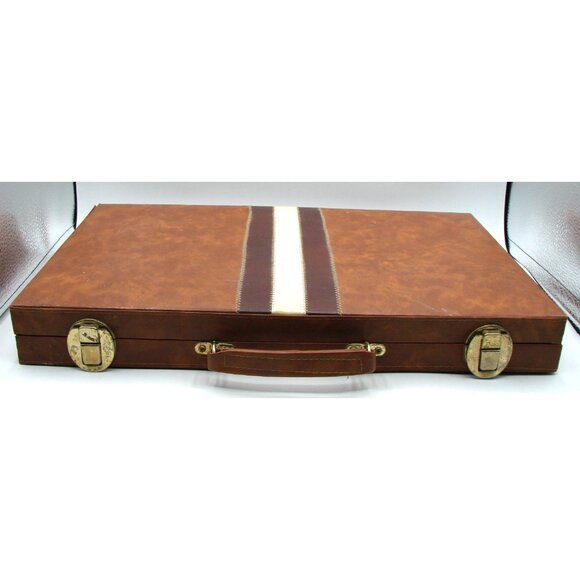 Leather Felt Backgammon Game Storage Case No Pieces Parts Replacement Collection - Picture 5 of 12